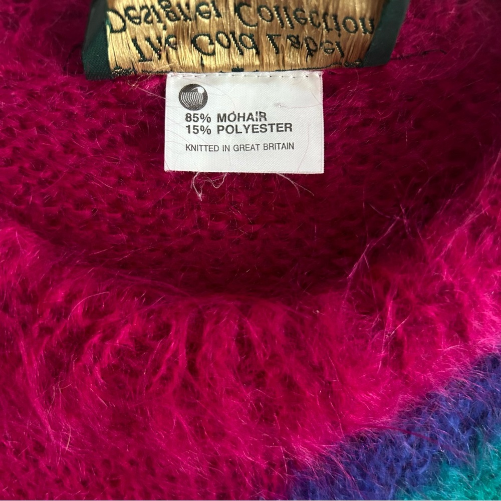 Gold Label Designer ~Vibrant 80s 90s Mohair Geometric Colorblock Sweater~ Medium - Picture 4 of 14